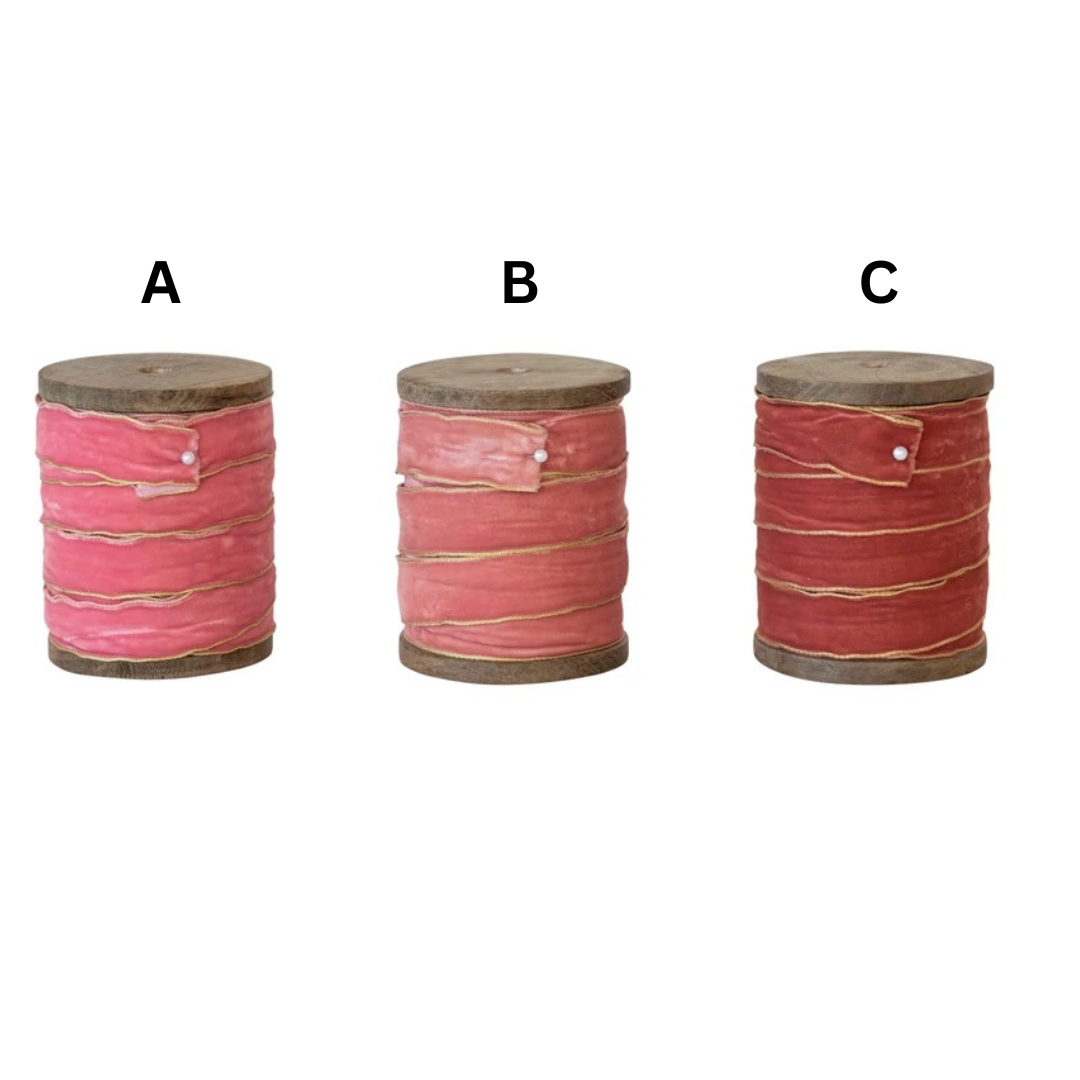 5 Yard Velvet Ribbon Spool w/ Metallic Edges