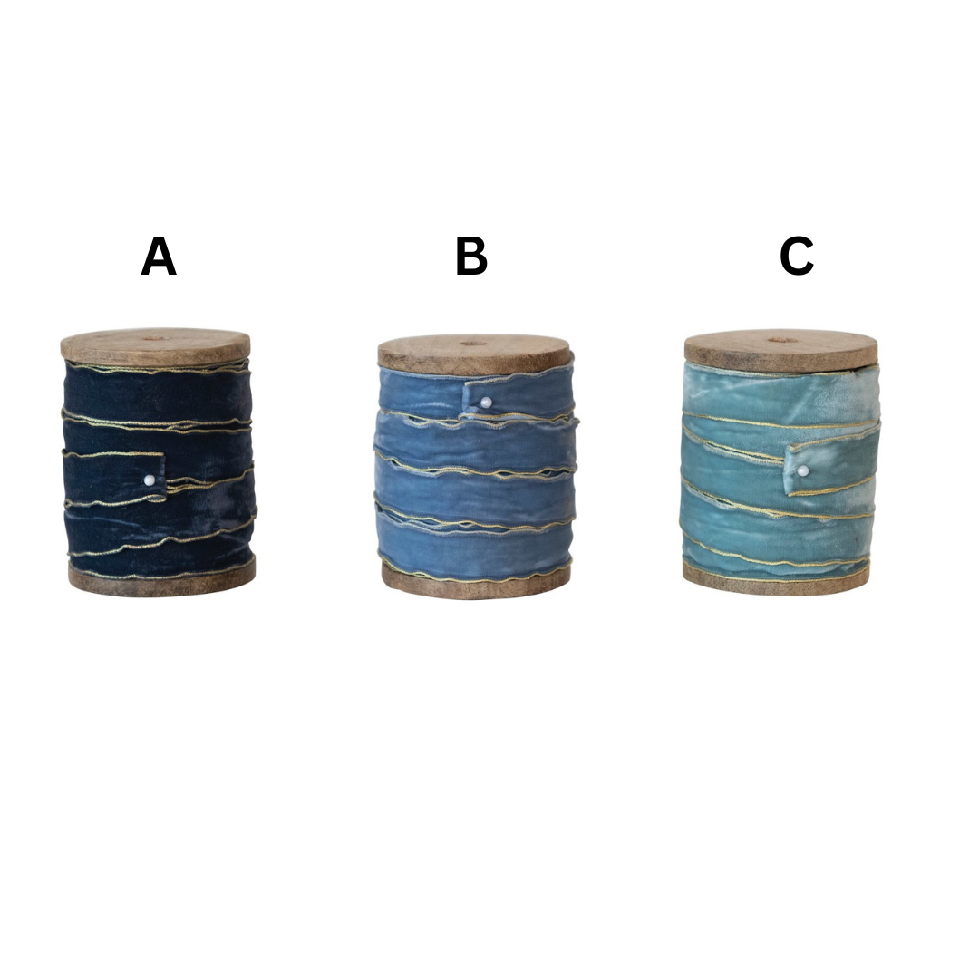 5 Yard Velvet Ribbon Spools w/ Metallic Edge