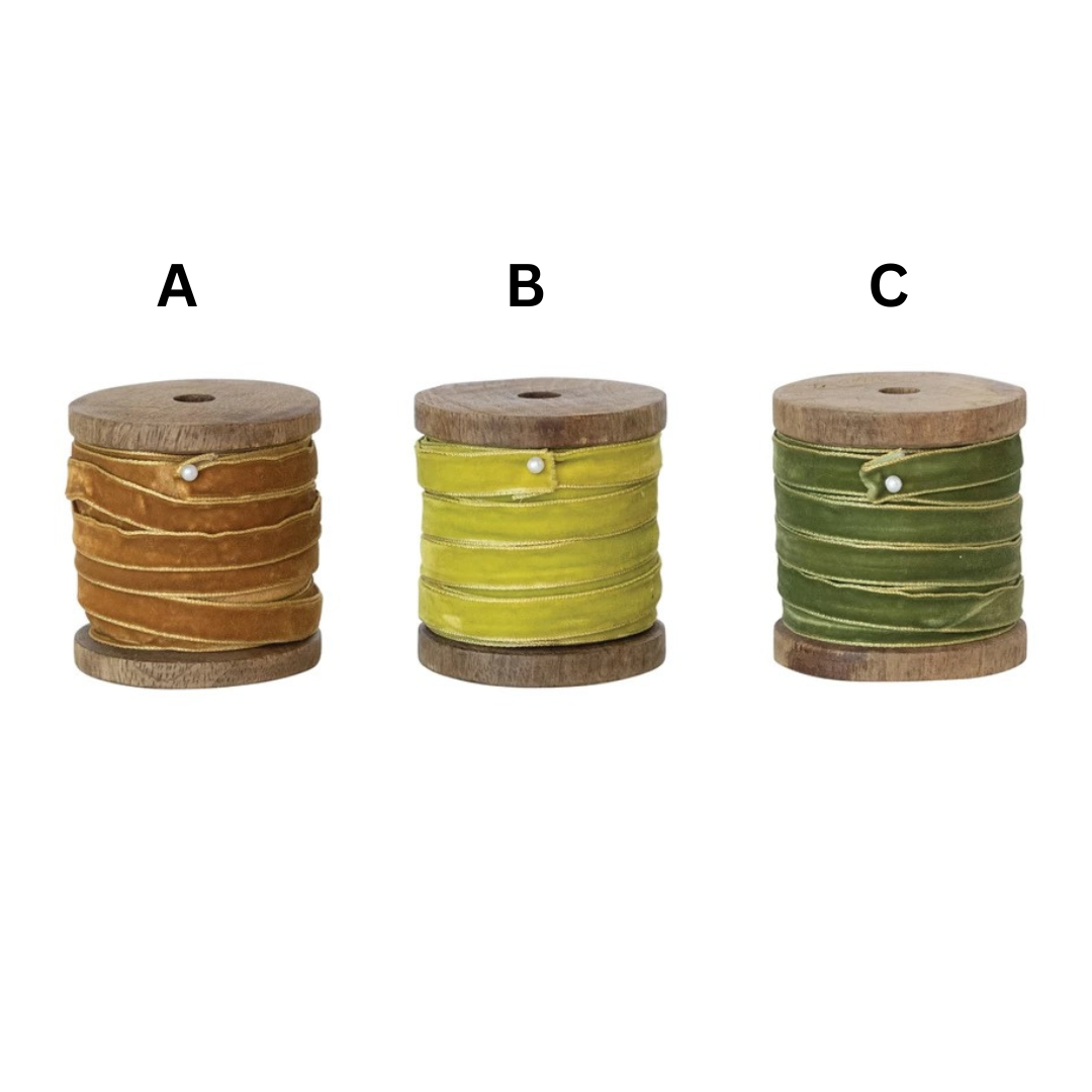 10 Yard Velvet Ribbon Spools w Metallic Edges
