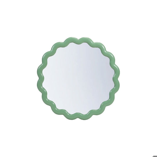 Green Scalloped Wall Mirror 22"