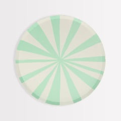 10.5" Mint Striped Dinner Plates – Premium 8-Pack for Elegant Events