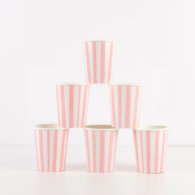 Meri Meri Pink Stripe Cups 8ct