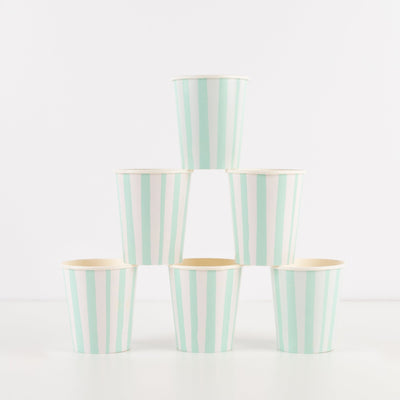 Meri Meri Mint Stripe Cups 8ct