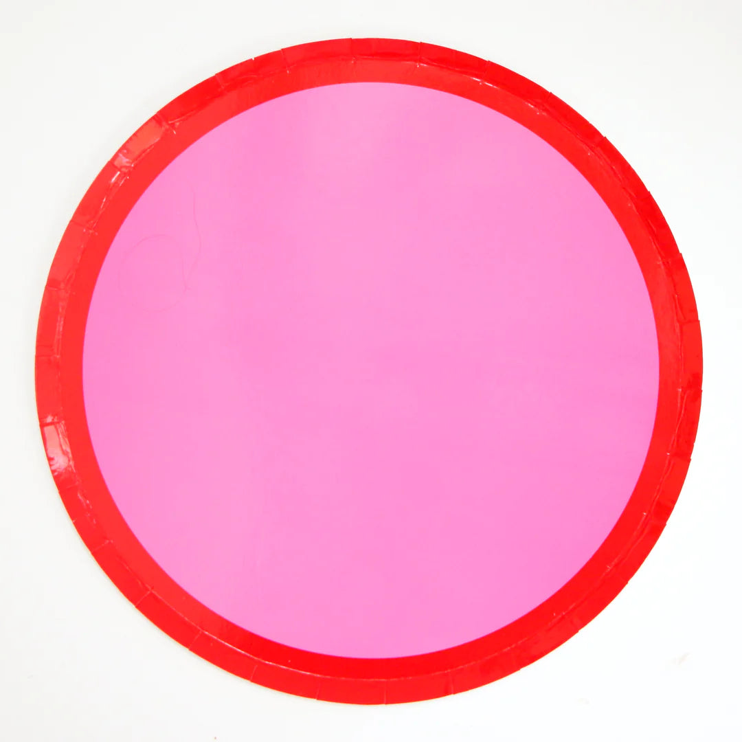 Pink/Red Color Block Plates- 8ct