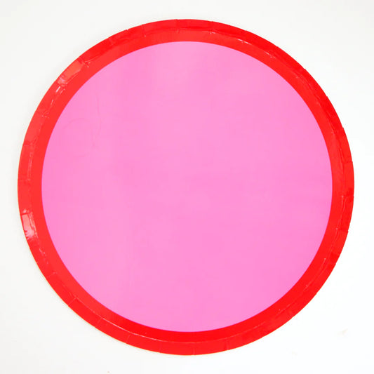 Pink/Red Color Block Plates- 8ct