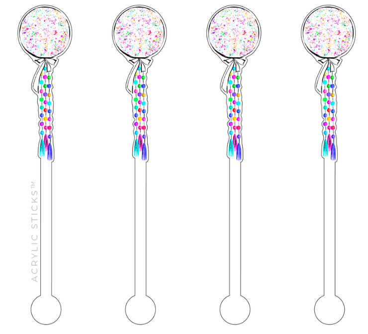 Balloon Tassel Drink Stirrer Acrylic Sticks