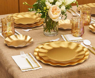 Gold Wavy Paper Chargers, Set of 8