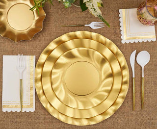 Gold Wavy Paper Chargers, Set of 8