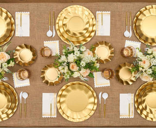 Gold Wavy Paper Chargers, Set of 8