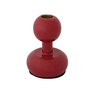 Enameled Metal Ball Taper Holder, Cranberry Color