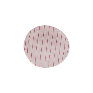 8" Red & Pink Ceramic Striped Plate