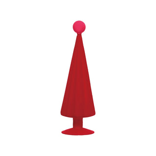 12" Flocked Glass Tree with Ball, Red & Pink