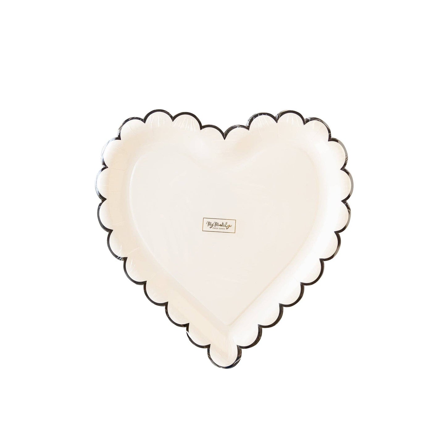 Scalloped Black/White Heart Plate 8ct