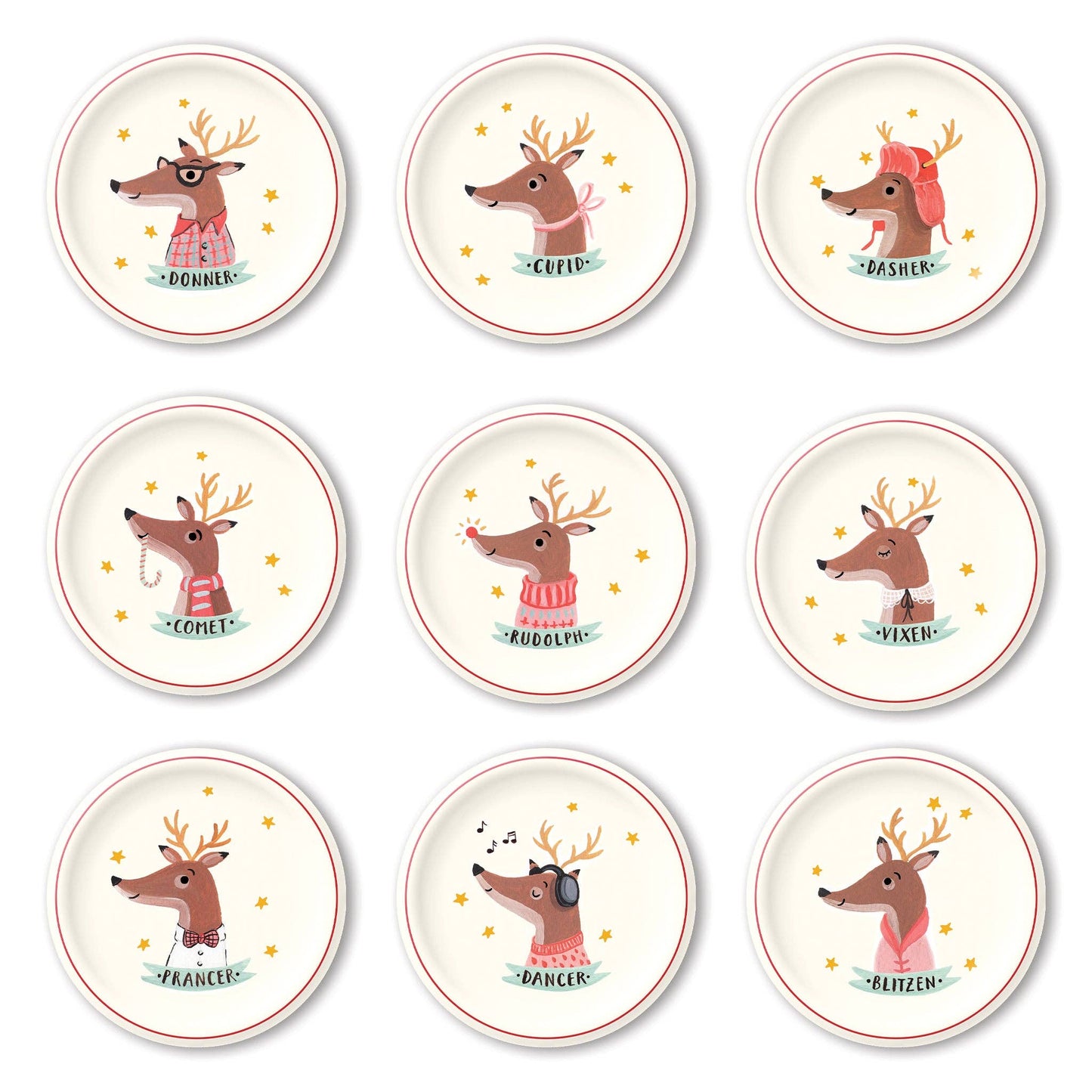 Dear Rodolph Reindeer Plate Set 9ct