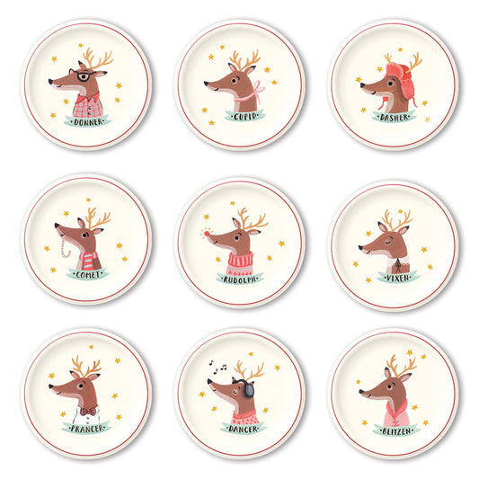 Dear Rodolph Reindeer Plate Set 9ct