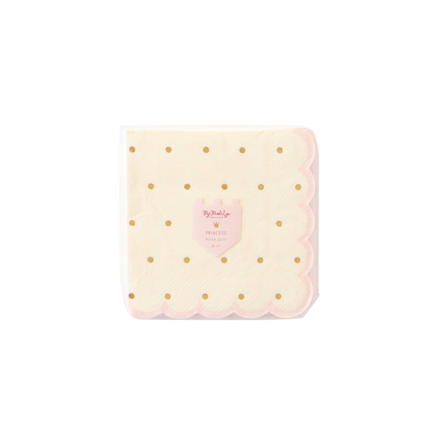 Princess Pink & Gold Scalloped Cocktail Napkin 18ct