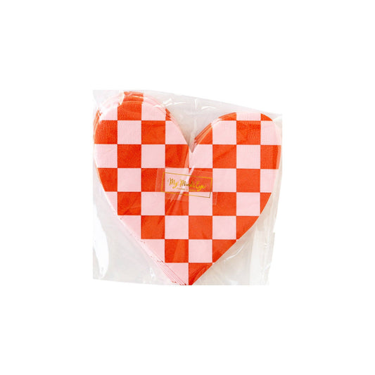 Checkered Heart Napkin 24ct