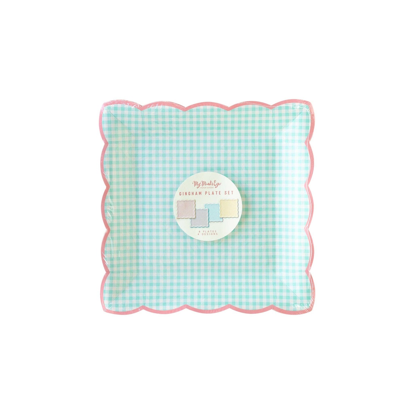 Pastel Gingham Plate Set 8ct