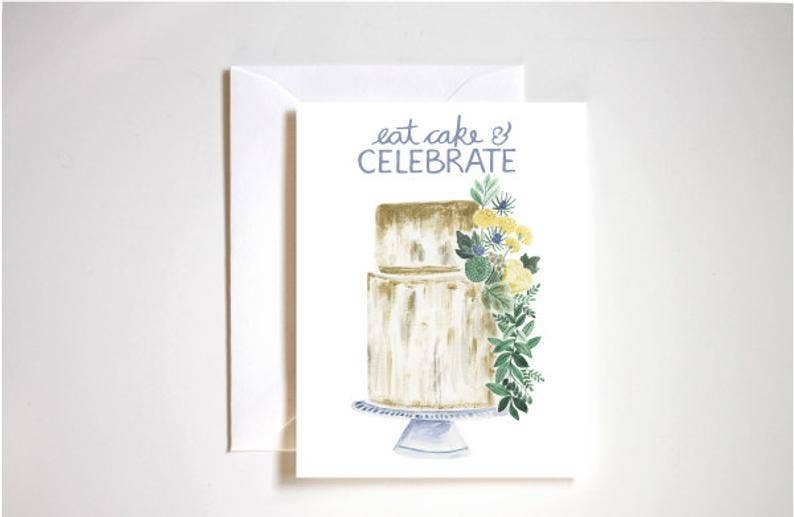 Eat Cake & Celebrate Wedding Card